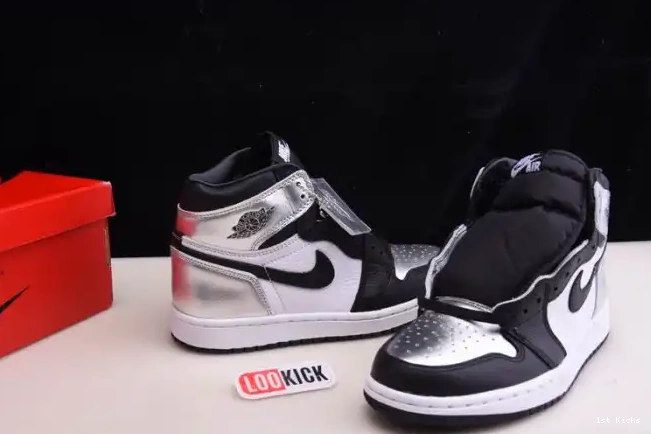 1st Kicks SILVER CD0461-001 AIR OG TOE HIGH 1 JORDAN WMNS 0612